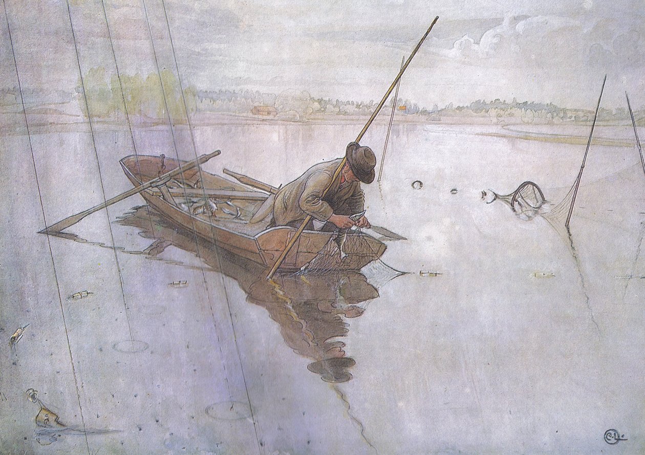 Johan chytá pěknou štiku od Carl Larsson
