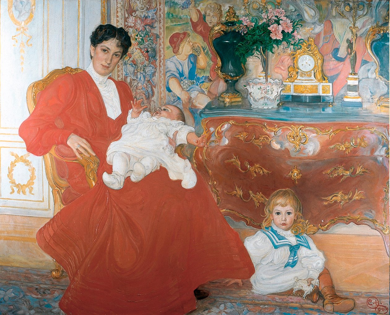 Paní Dora Lamm a její dva nejstarší synové od Carl Larsson