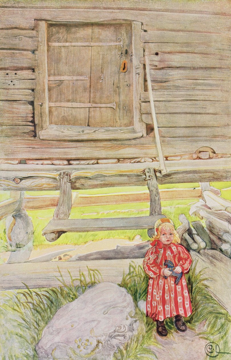 The Old Lodge, z komerčně tištěného portfolia, vydané v roce 1939 (barevná litografie) od Carl Larsson