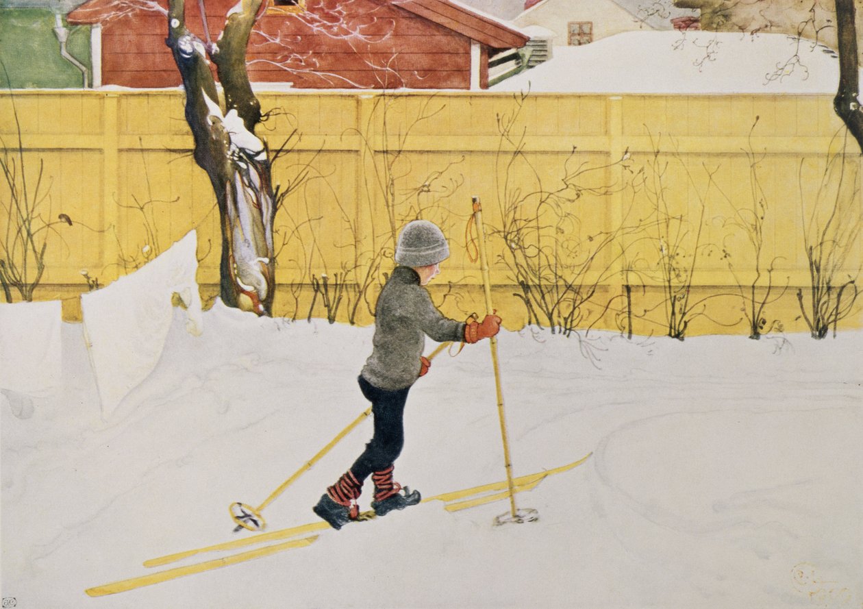Lyžař, cca 1909 od Carl Larsson