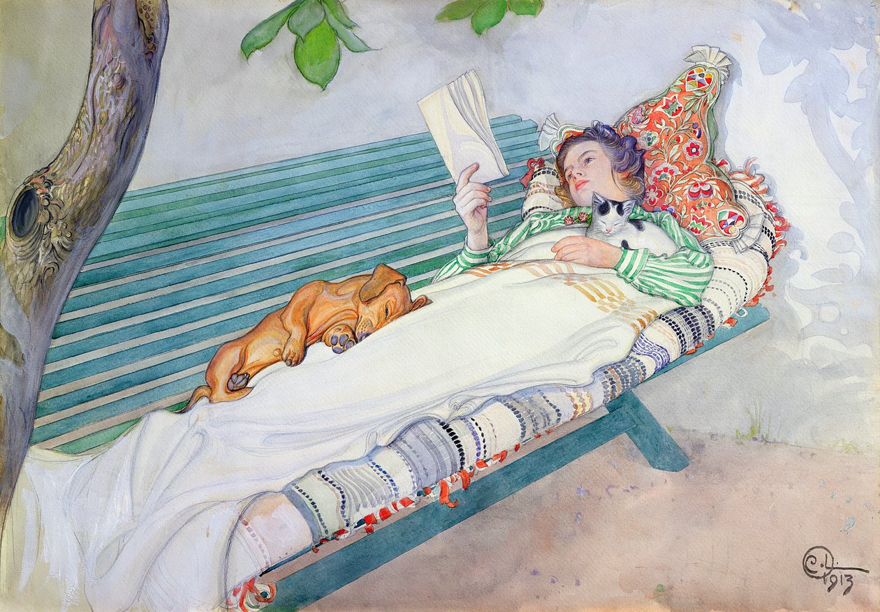 Žena ležící na lavičce, 1913 od Carl Larsson