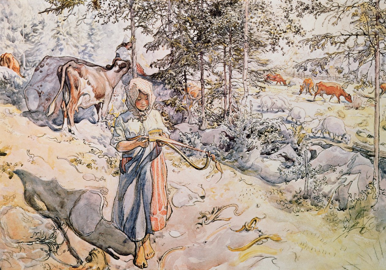 Young Girl Weaving, 1905 od Carl Larsson