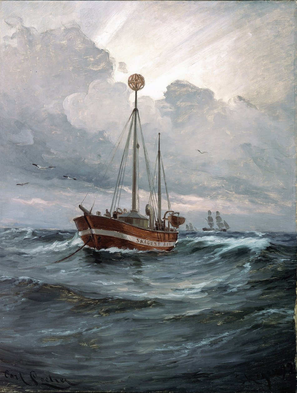 Světelná loď na útesu Skagen od Carl Ludvig Locher
