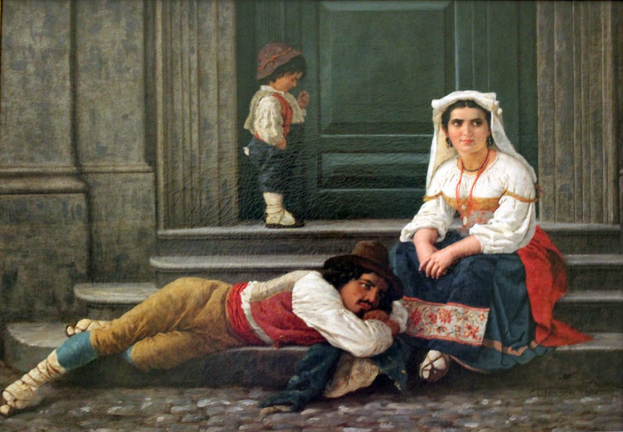 Rodina italského ovčáka od Carl Ludwig Jessen
