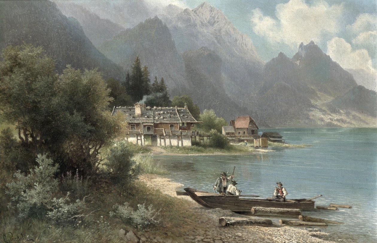 Krajina u jezera Kochelsee, Bavorsko od Carl Prestel