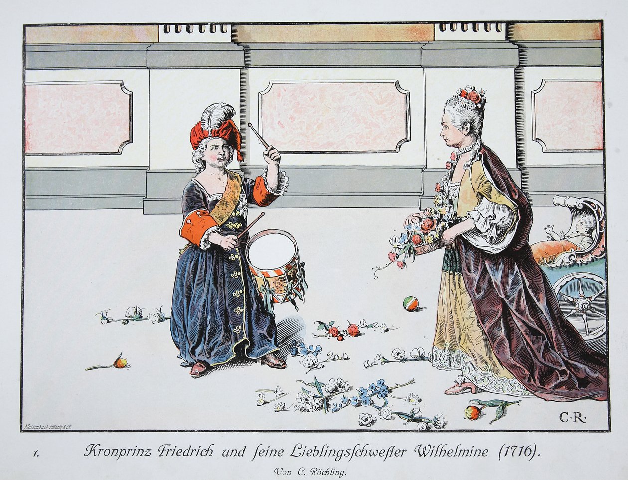 Korunní princ Frederick a jeho oblíbená sestra Wilhelmine, 1716 od Carl Röchling