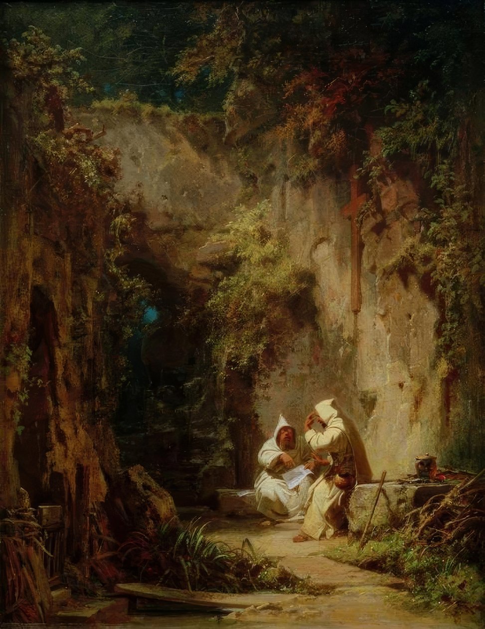 Sporní mniši od Carl Spitzweg