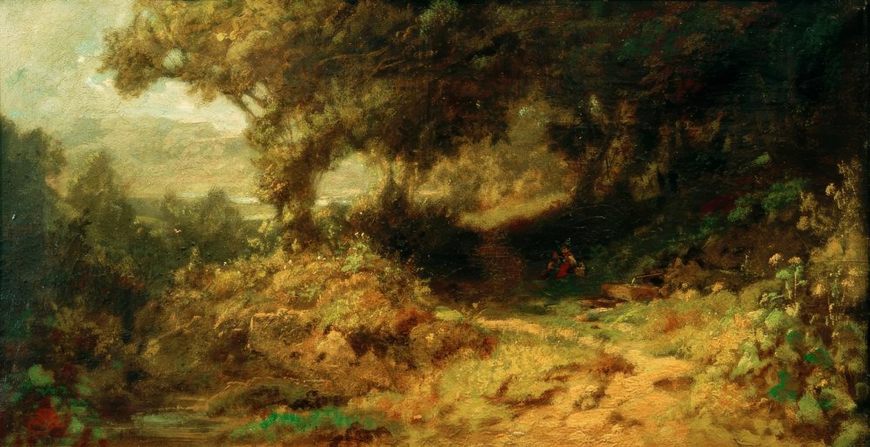 Lesní krajina (děti odpočívající u fontány) od Carl Spitzweg