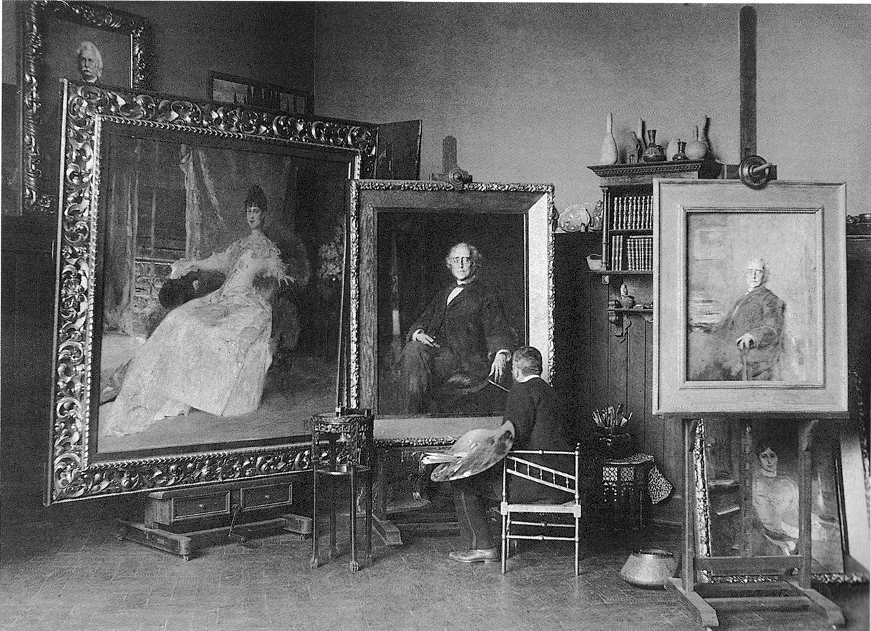 Reinhold Lepsius ve svém mnichovském studiu od Carl Teufel