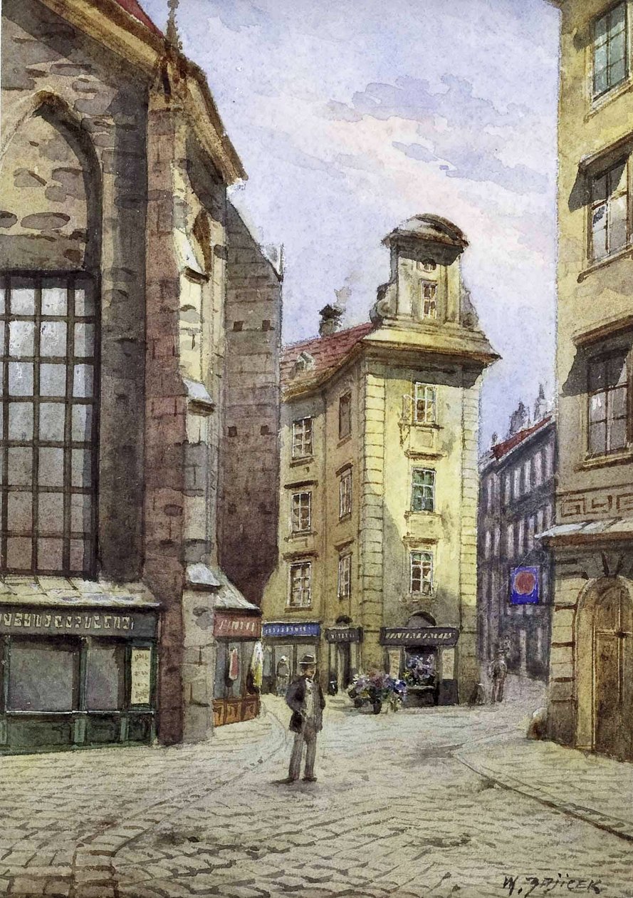 Pohled na Kurrentgasse ve Vídni od Carl Wenzel Zajicek