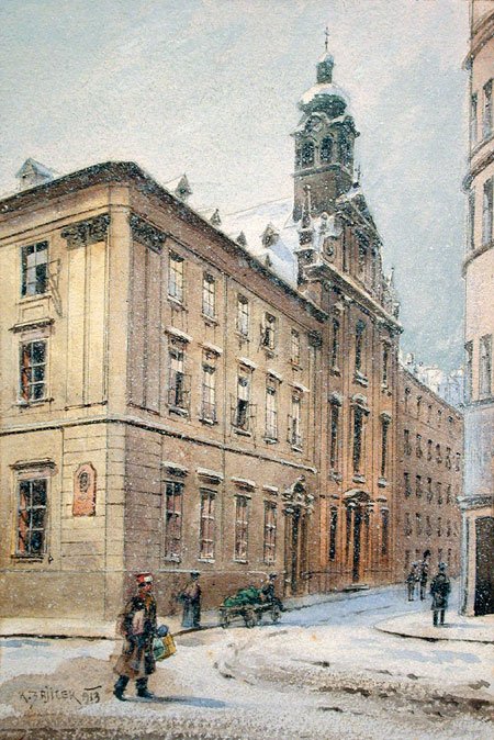 Zasněžený klášter ursulín Johannesgasse od Carl Wenzel Zajicek