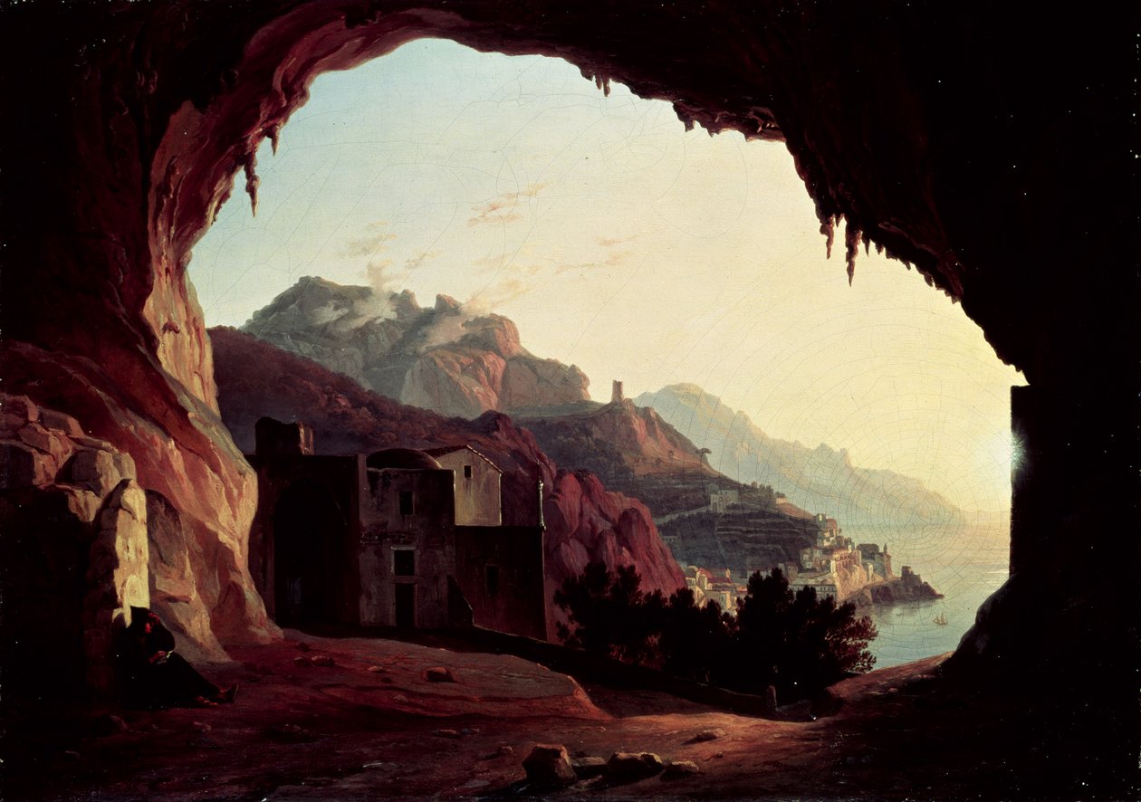Jeskyně poblíž Amalfi, kolem roku 1828 od Carl Wilhelm Goetzloff