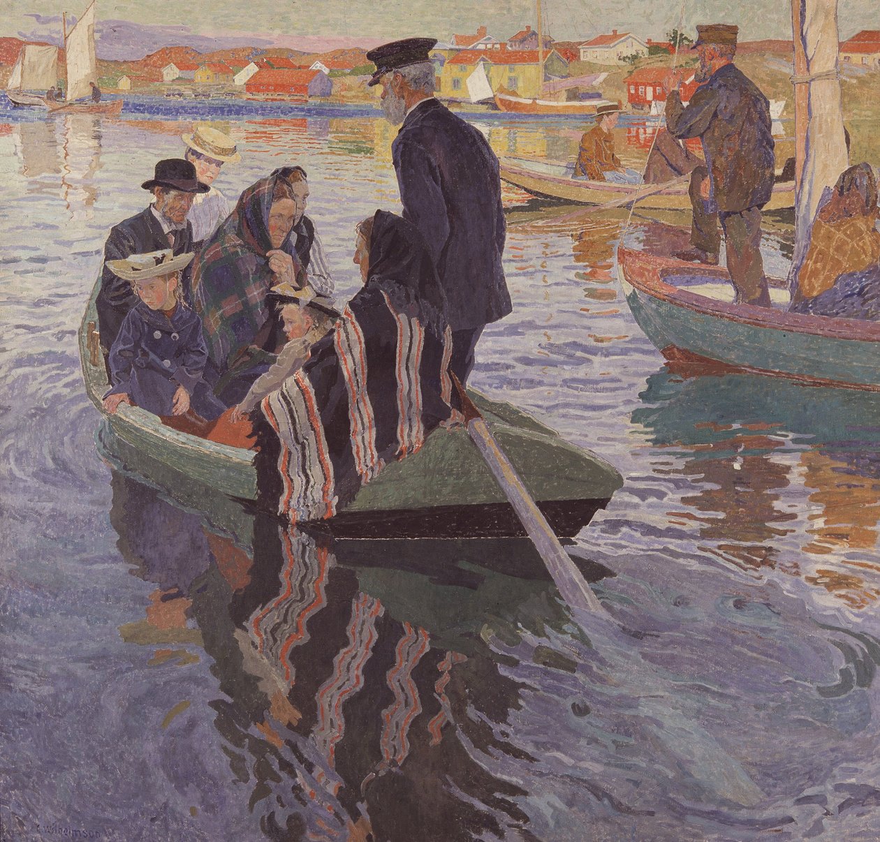 Návštěvníci kostela na lodi od Carl Wilhelm Wilhelmson