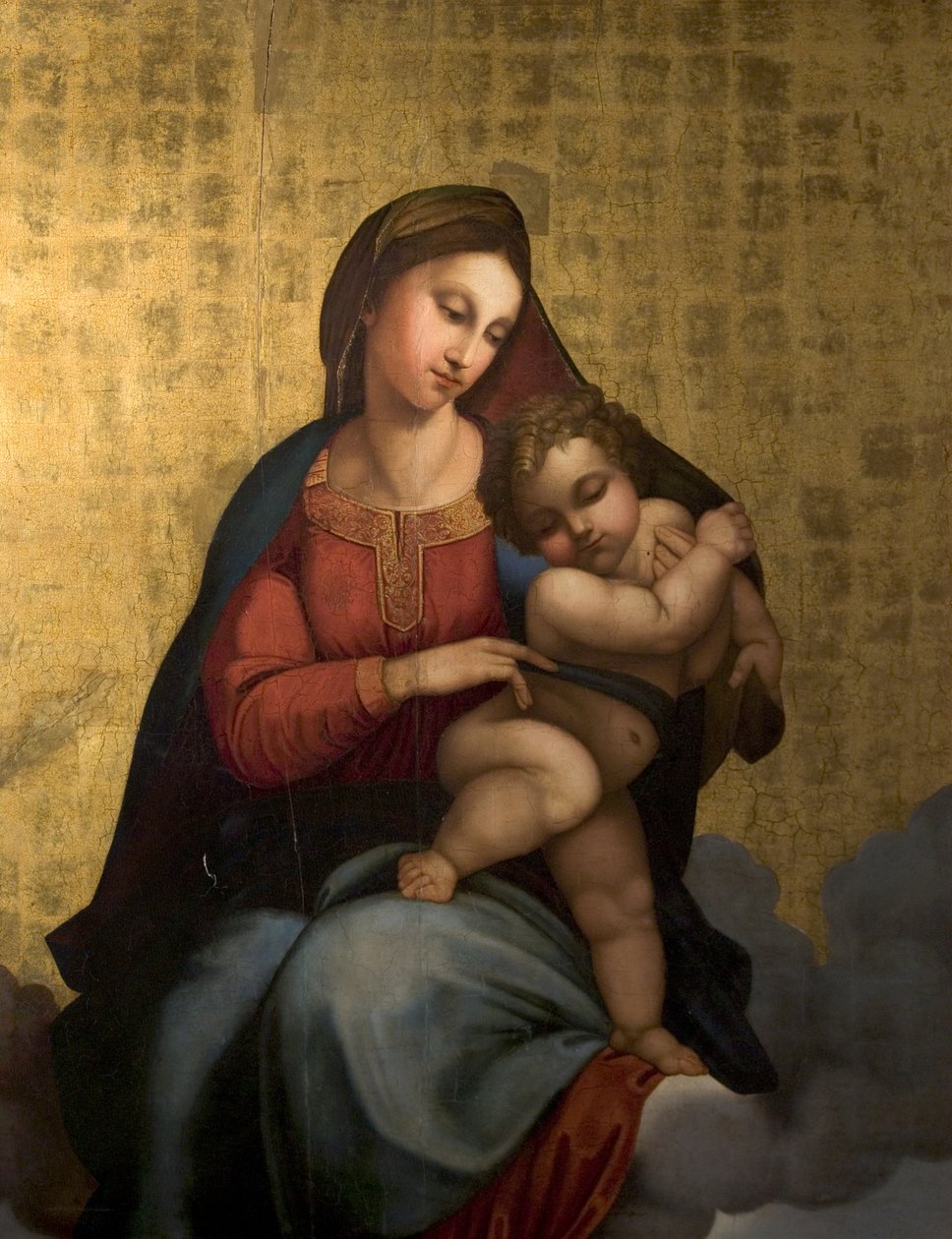 Panna a dítě, 1819 (olej a plátkové zlato na dřevě) od Carl Adolf Senff