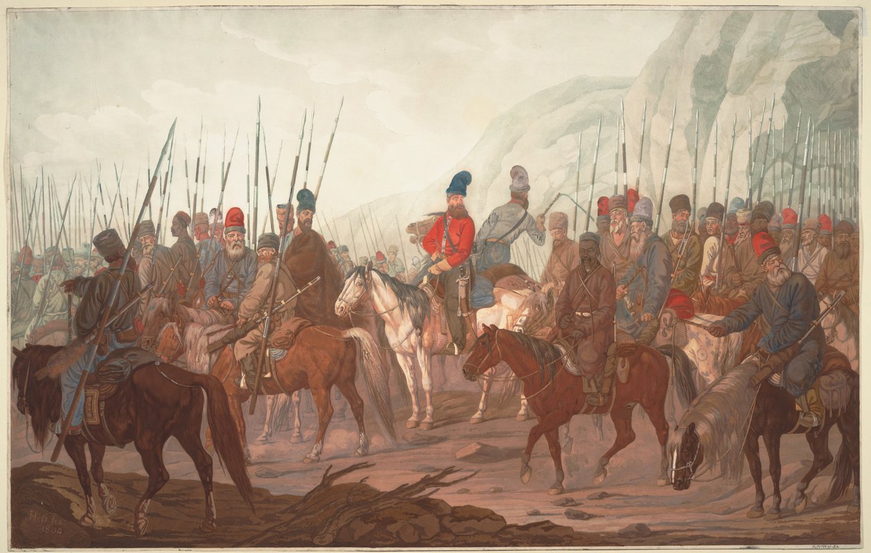 Pochod uralských kozáků Čechami v červenci 1799, 1800 od Carl Adolph Heinrich Hess