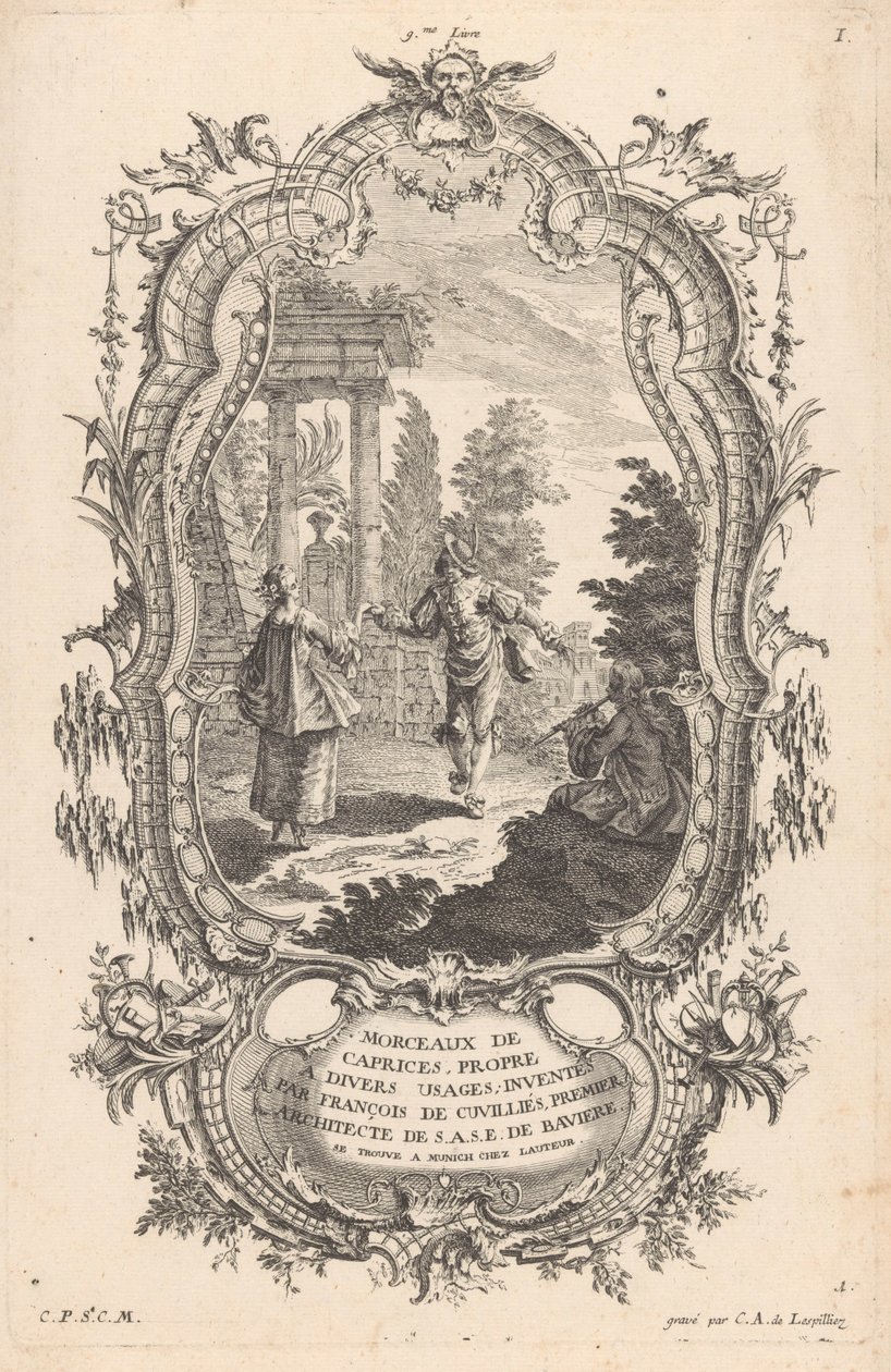 taneční pár Postavy v krajině (název série) 9me Livre I Morceaux De Caprices, Propre A Divers Usages (název série na objektu) od Carl Albert von Lespilliez
