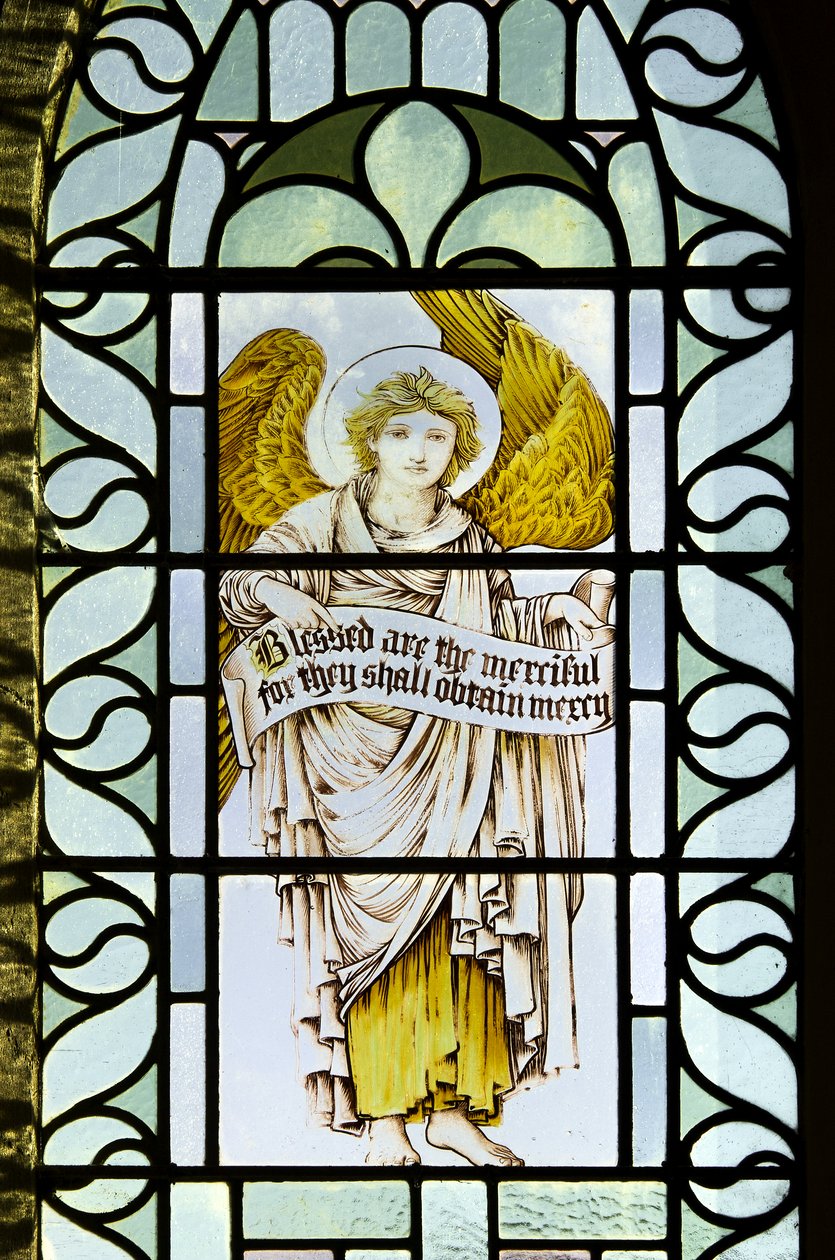 Betws Bledrws, St Bledrws, Shrigley & Hunt (1873-1982), Carl Almquist, Angel With Scroll, 1887 od Carl Almquist