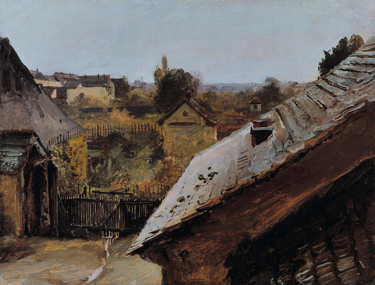Pohled na střechy a zahrady, 1835 od Carl Blechen