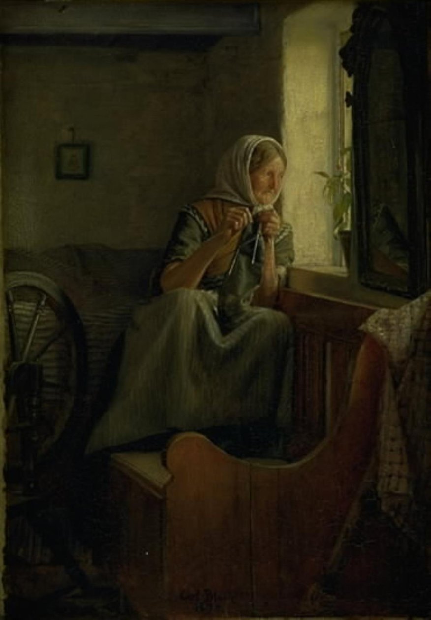 Žena starého farmáře při pohledu z okna od Carl Bloch