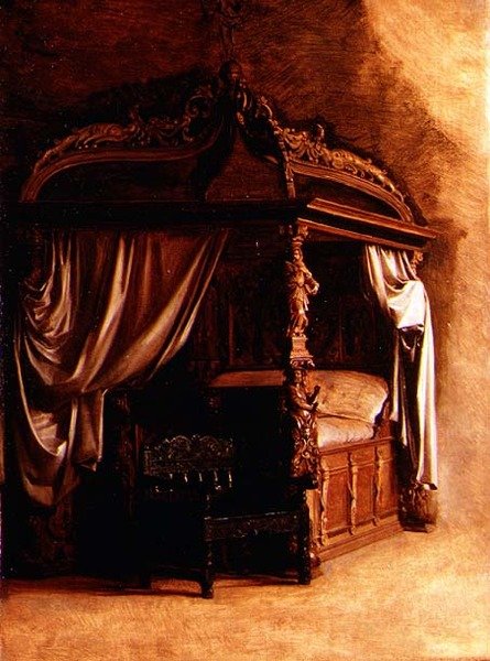 Královská postel dánského krále Kristiána IV. (1577-1648) od Carl Bloch