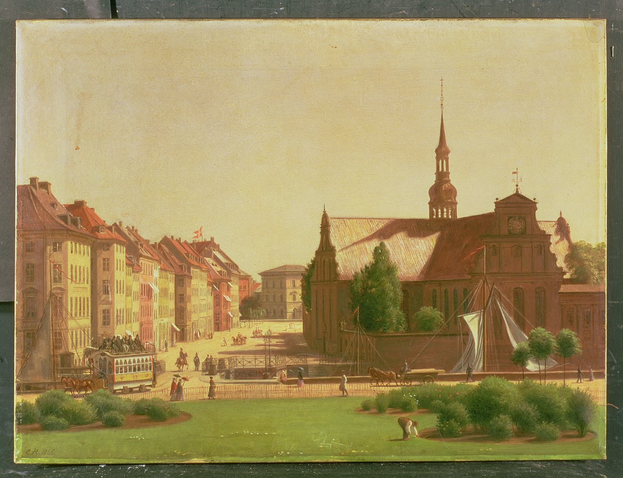 Palácové náměstí a Holmens Kirke, z okna na zámku Christiansborg, v Kodani, 1866 od Carl Christian Constantin Hansen
