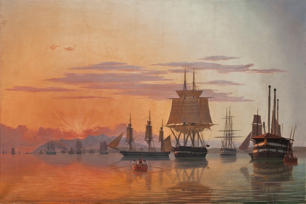 Fregata Thetis a korveta Flora na řece Tagus, 1844. od Carl Dahl
