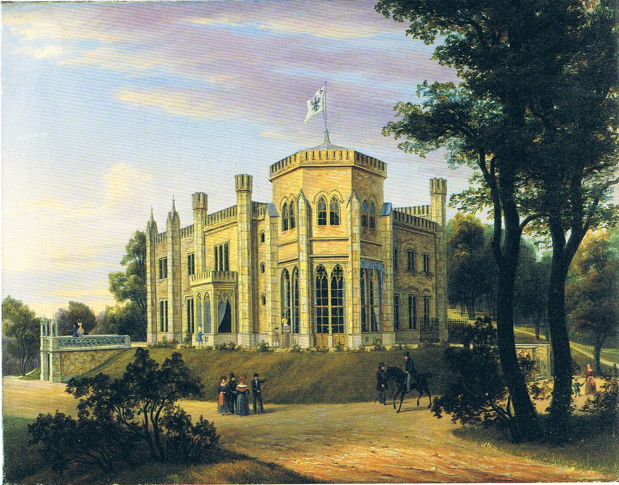 Německy: Das Schloss des Prinzen Wilhelm in Babelsberg Palác prince Wilhelma v Babelsbergu od Carl Daniel Freydanck