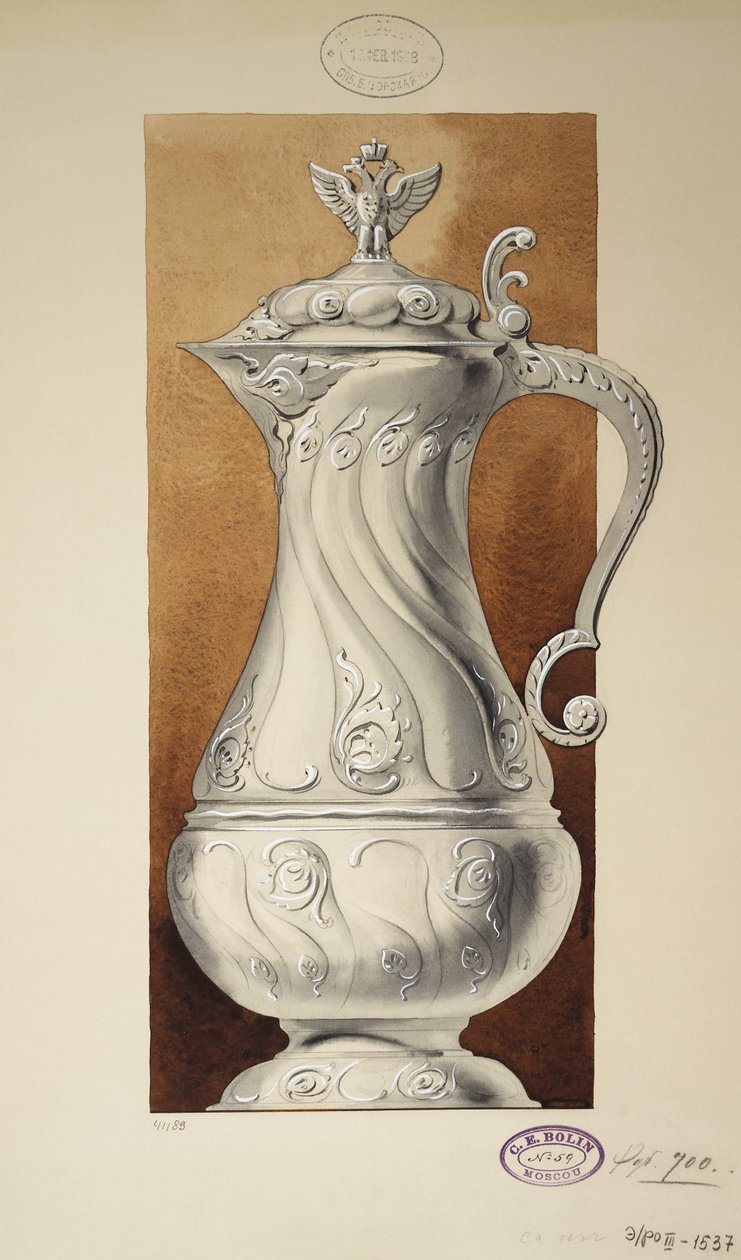 Design džbánu na víno. Cyklus Věno velkokněžny Marie Pavlovny, 1907-1908 od Carl Edvard Bolin company