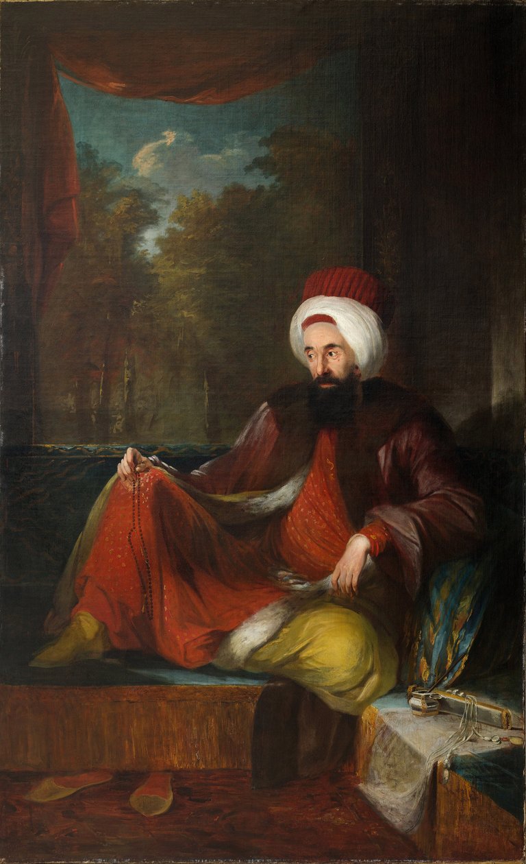 ""Portrét Yusufa Agah Efendi (1744-1824)"" Malba Carla Frederika von Breda (1759-1818) 18. století Olej na plátně Rozměr 240x148 cm Muzeum Pera, Istanbul od Carl Frederick von Breda