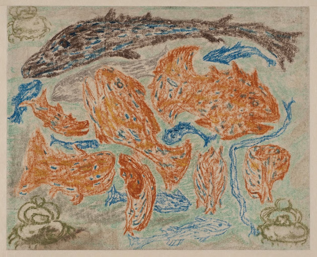 Gelbe Fische und blaue Krabben od Carl Fredrik Hill