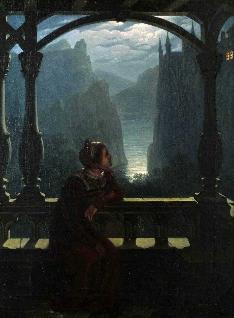 Rytířský hrad v měsíčním světle, 1817. od Carl Friedrich Hampe