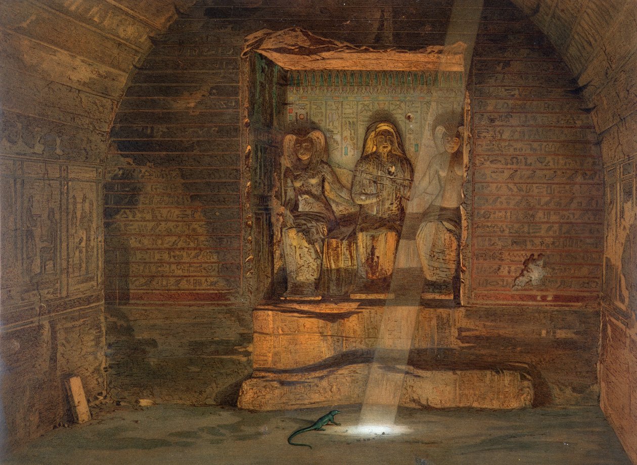 Hrobka v El-Kab, jedna z 24 ilustrací produkovaných G.W. Seitz, vytištěno kolem roku 1873 od Carl Friedrich Heinrich Werner