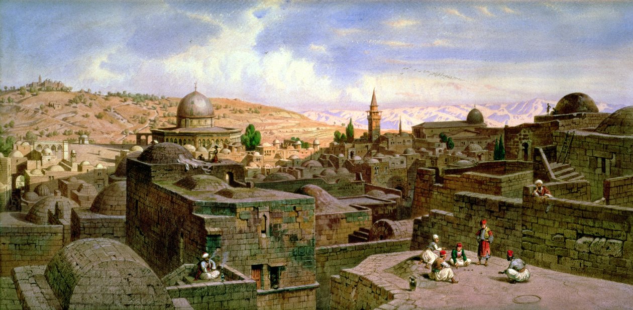 Pohled na Jeruzalém, s dómem Svaté skály, 1864 od Carl Friedrich Heinrich Werner