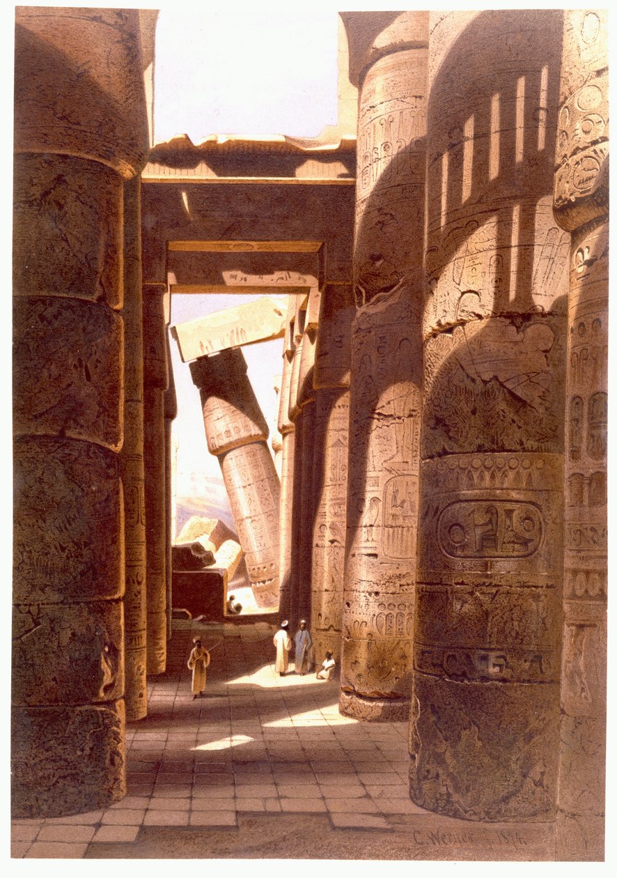 Ruiny chrámu Karnak, 1874 od Carl Friedrich Heinrich Werner