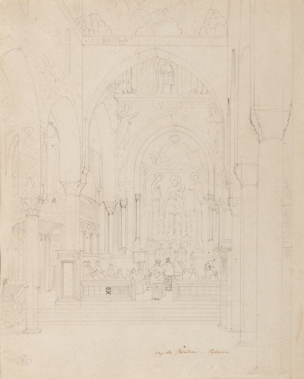 Sicílie: Palatinská kaple, Palermo, kolem roku 1850 od Carl Friedrich Heinrich Werner