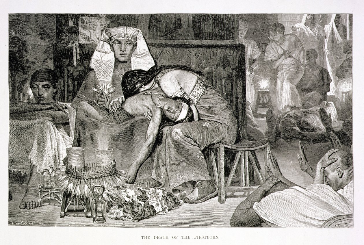 Smrt prvorozených, 19. století (rytina na papíře) od Carl Friedrich Heinrich Werner