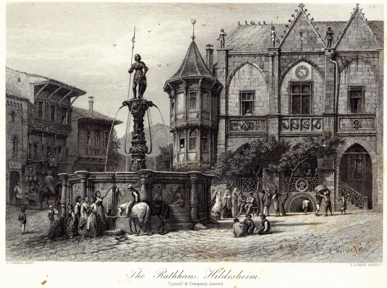 Rathhaus, Hildesheim, vyryl J.J. Crew, tiskl Cassell und Company Ltd od Carl Friedrich Heinrich Werner
