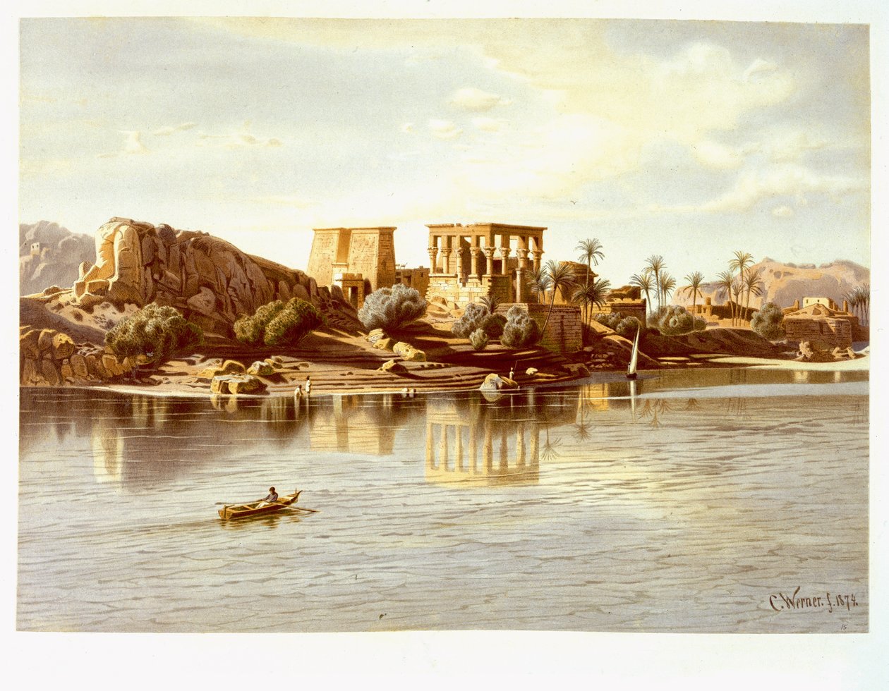 Pohled na ostrov Philae, 1874 od Carl Friedrich Heinrich Werner