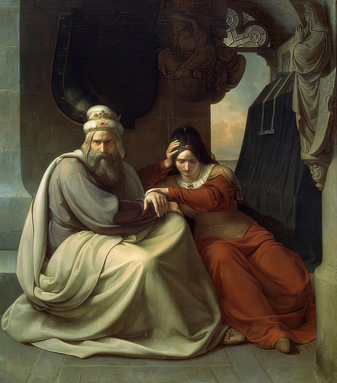 Truchlící královský pár. 1830 od Carl Friedrich Lessing