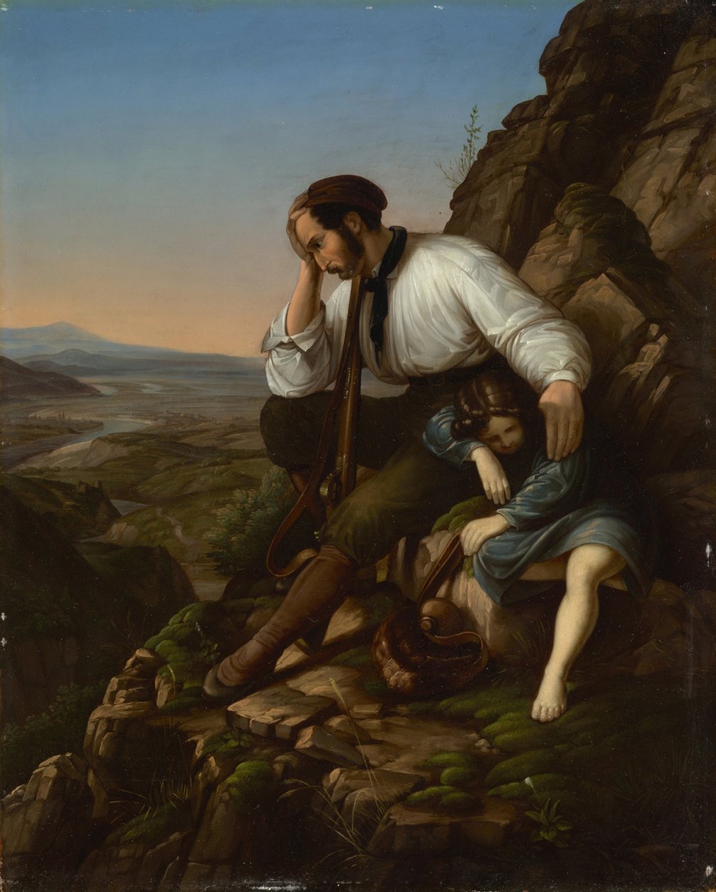 Lupič se svým spícím dítětem od Carl Friedrich Lessing