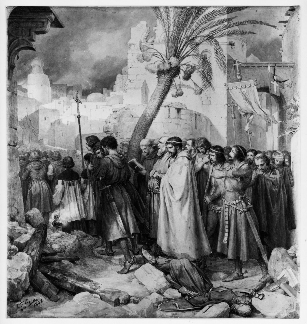 Procesí křižáků v Jeruzalémě roku 1099 od Carl Friedrich Lessing