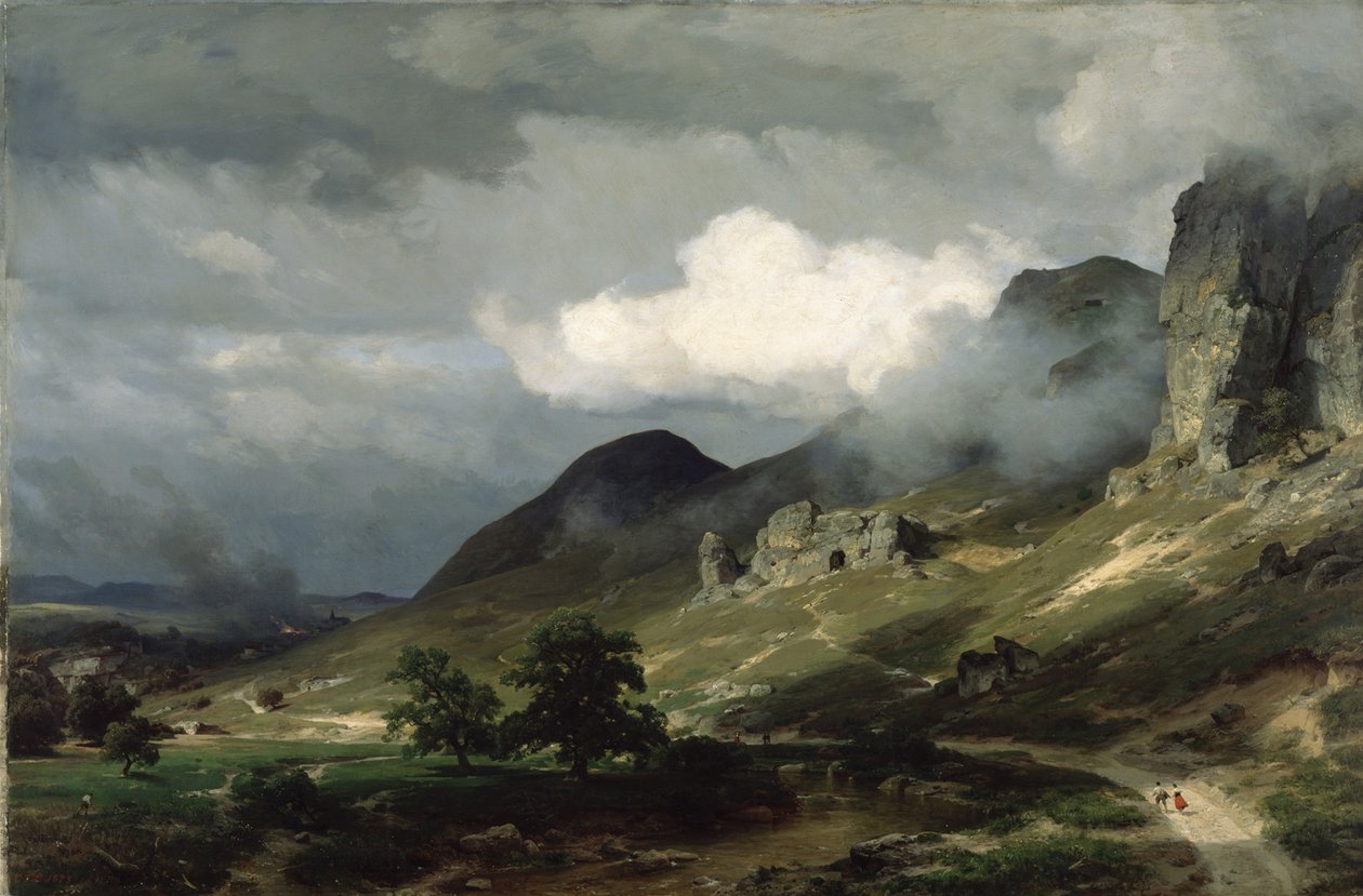 Krajina v Eifelu za bouřky od Carl Friedrich Lessing