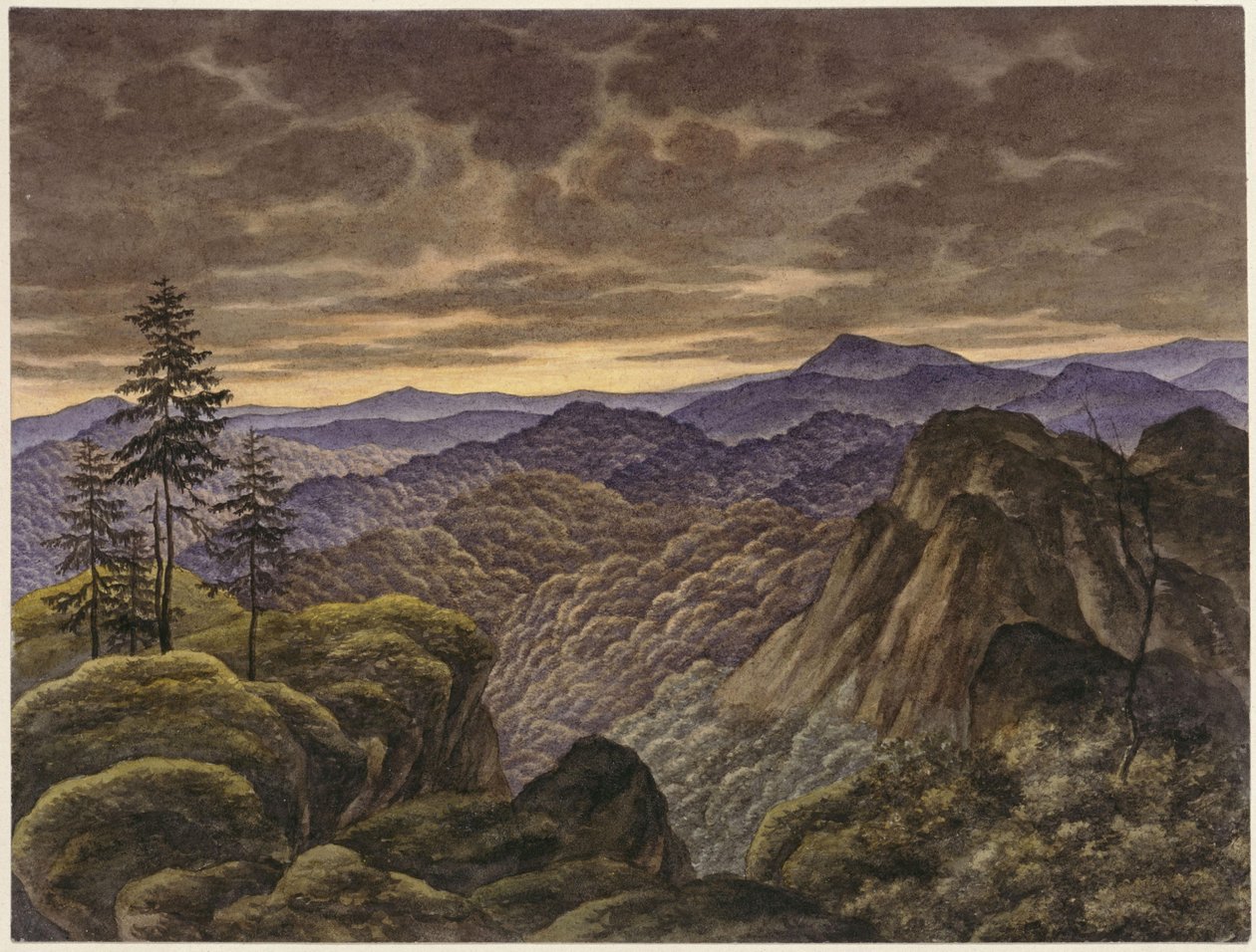 Horská krajina při západu slunce od Carl Friedrich Lessing
