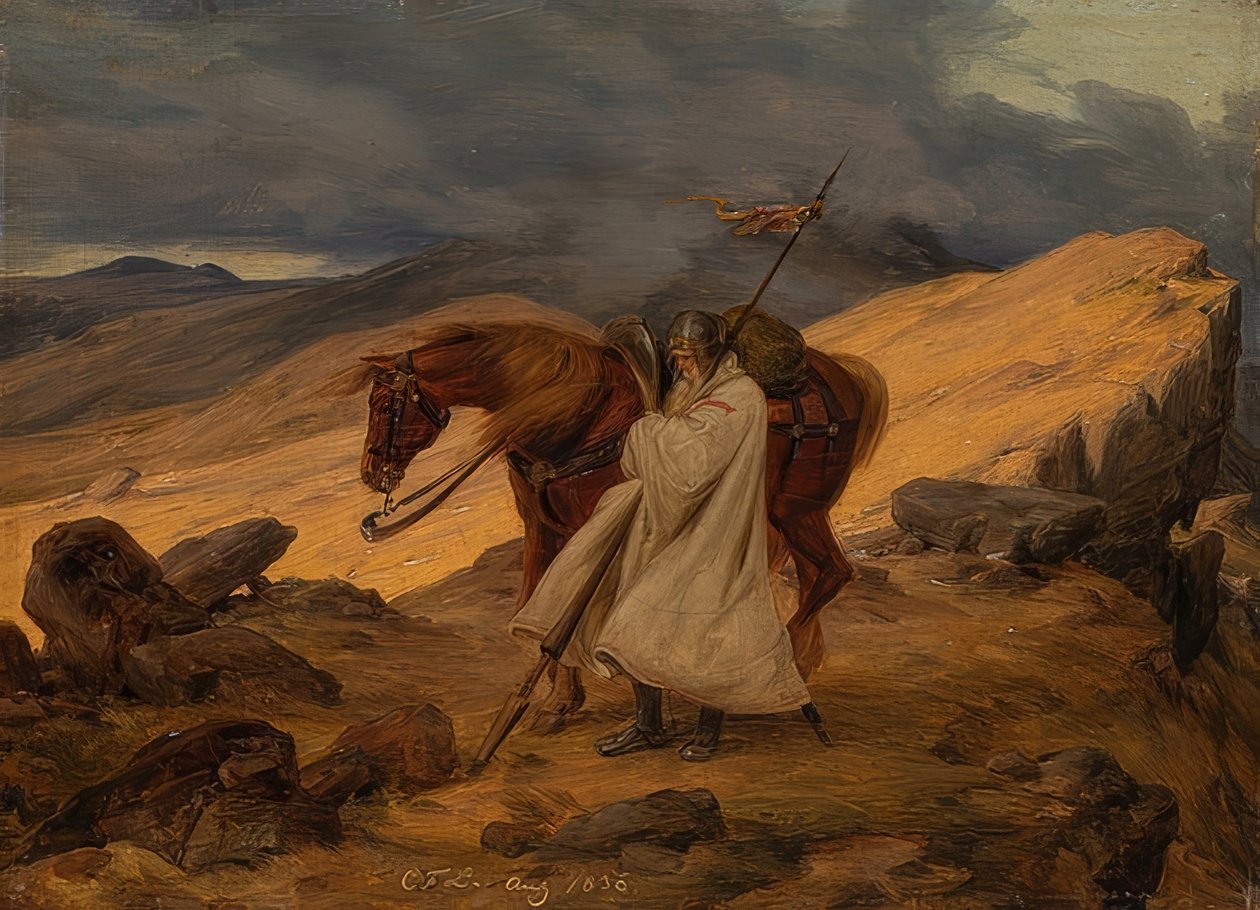Crusader na hlídce v horách. 1836 od Carl Friedrich Lessing