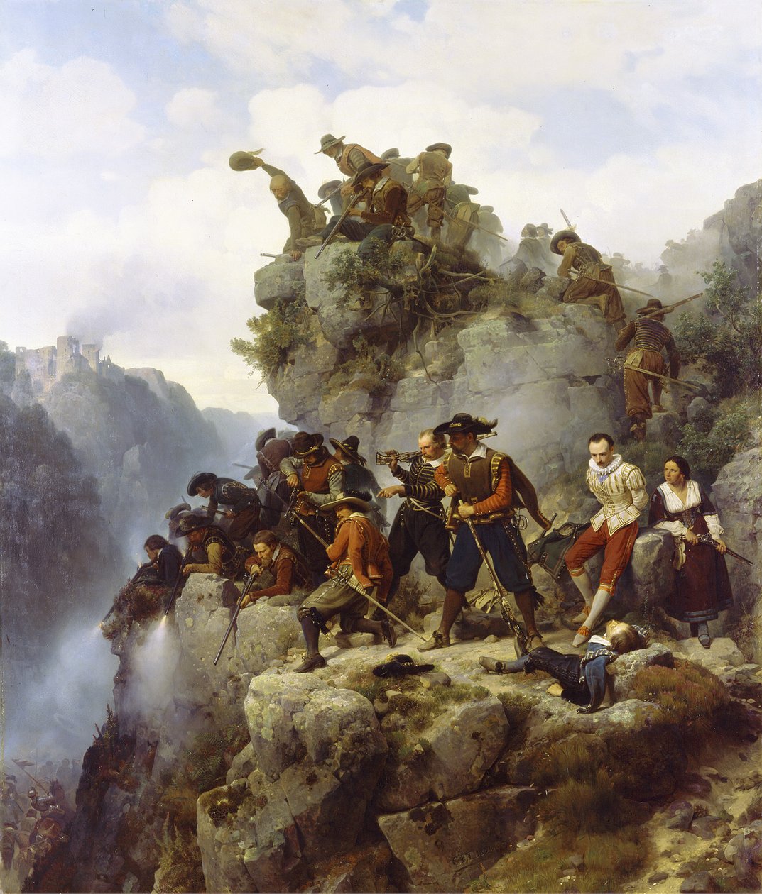 Střelci v soutěsce od Carl Friedrich Lessing