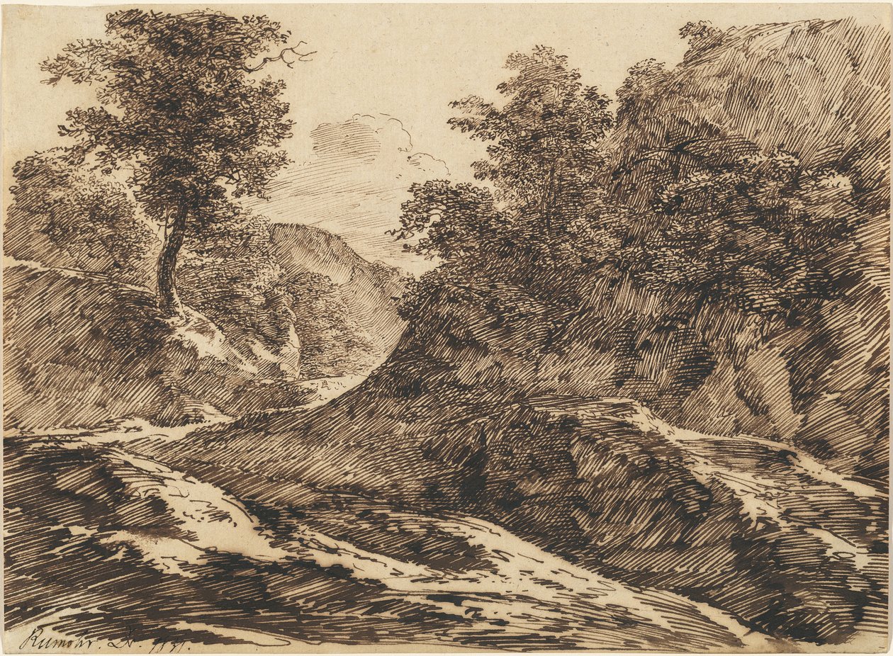 Cesta kopcovitou krajinou od Carl Friedrich Ludwig Felix von Rumohr