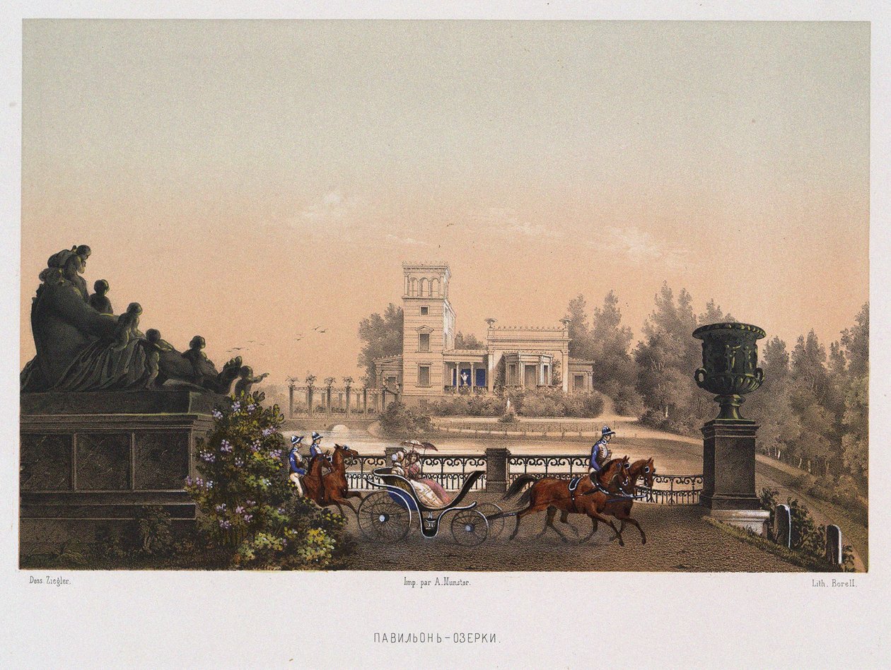 Růžový pavilon Pavilon Ozerki v parku Peterhof, 1853. od Carl Friedrich Ziegler von Schaffhausen