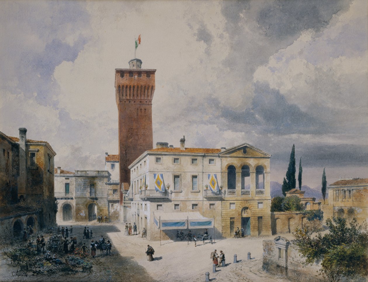 Tržiště v Piacenze od Carl Georg Anton Graeb