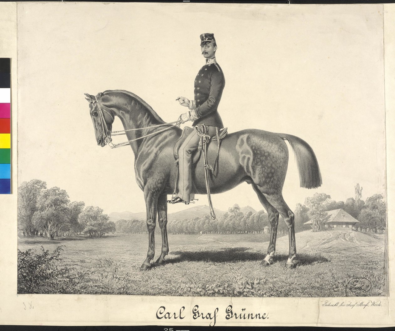Jezdecký portrét Carl hrabě Gruenne od Carl Goebel