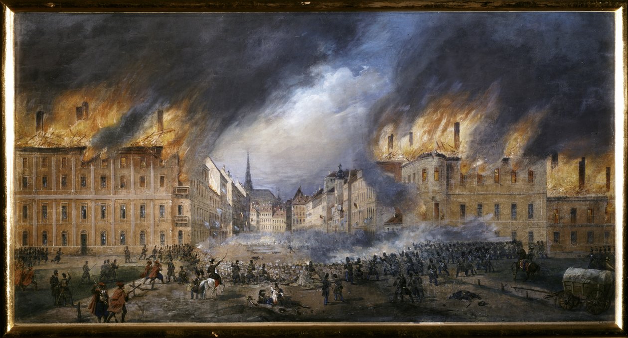 MARCH REVOLUTION: Bitva na Hvězdné barikádě v Jagerzelle 28. října od Carl Goebel